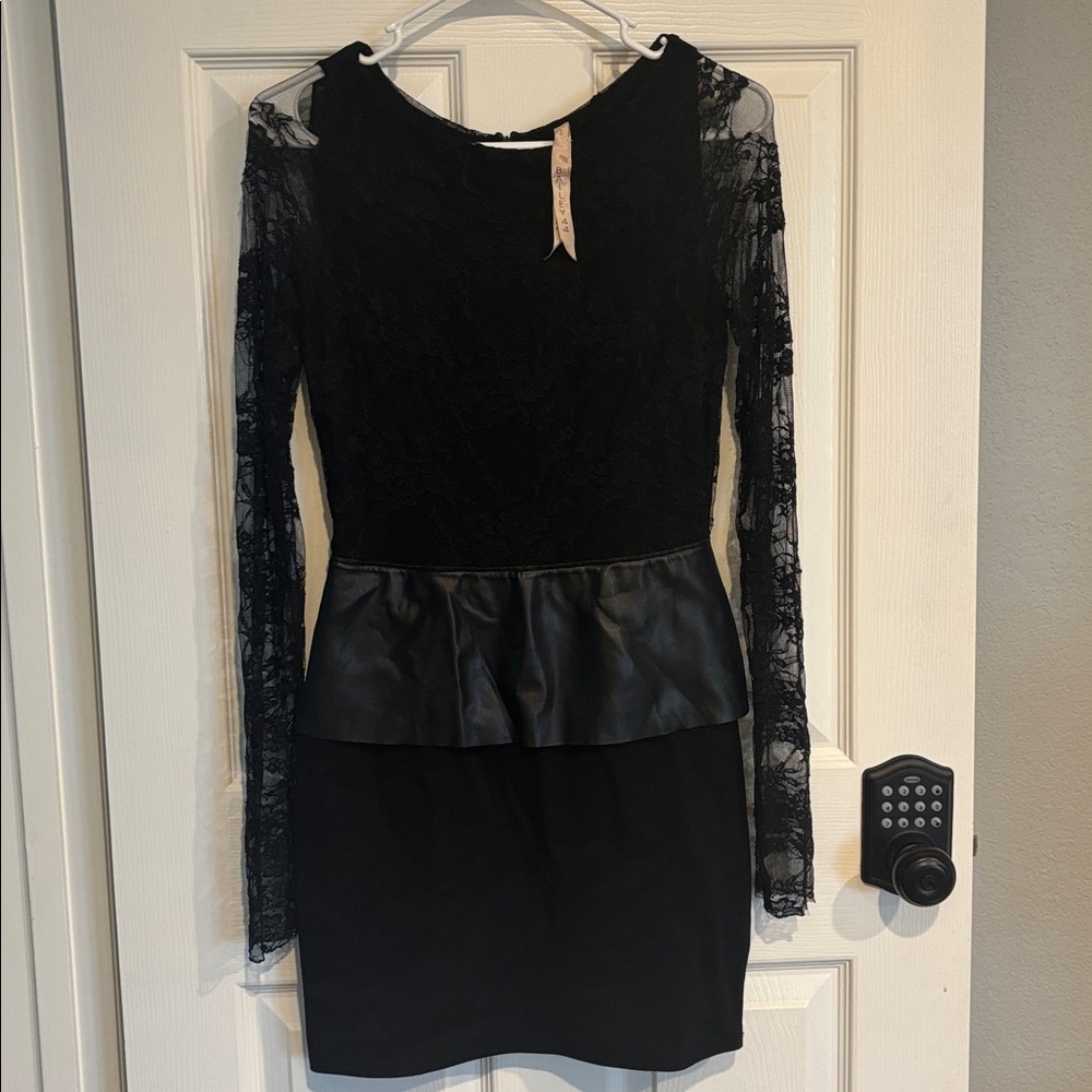 Elegant Black Lace Peplum Dress